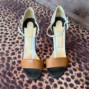 Christian Louboutin Tan and Black Heels